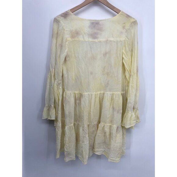 Young Fabulous & Broke Bell Sleeve V-Neck Tie Dye Tunic/DRESS SEMI SHEER SIZE  S - Picture 4 of 4